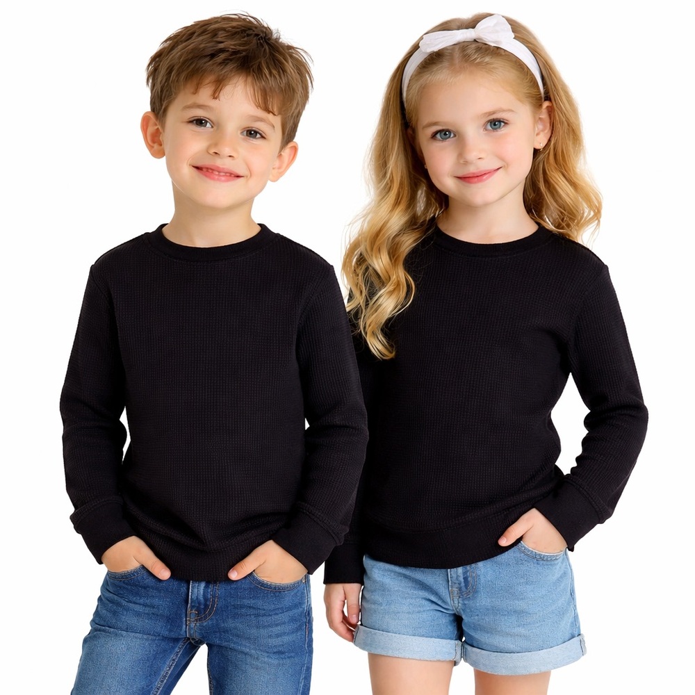 Baby Gap Black Thermal Waffle Knit‎ Top Kids Size 5 Unisex Long Sleeve